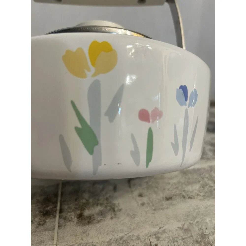 Vintage 1980’s Studio Nova Fresh Mint Enamel Tea Kettle 2qt w/Lid Flowers Japan